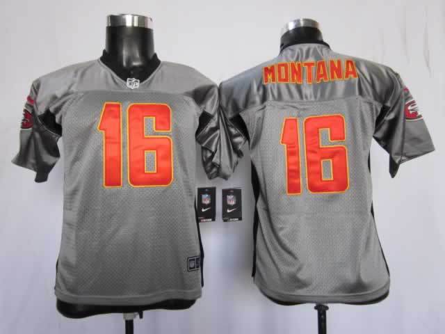 Youth San Francisco 49ers 16 montana grey Nike NFL jerseys